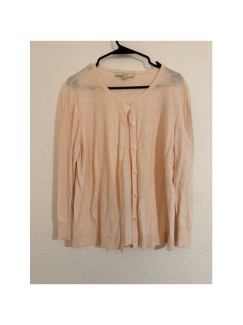 Loft Womens XL Light Pink Cotton Knit Button Down Cardigan Sweater Soft Girl